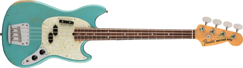 Fender - JMJ Road Worn® Mustang Bass® - Rosewood Fingerboard - Faded Daphne Blue 014-4060-390 Genuine