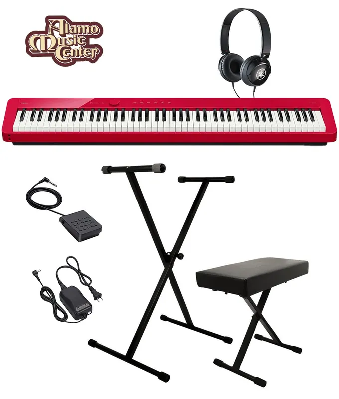 Deal Casio Privia PX-S1100 Slim Digital Console Piano, Red Bundle w/ Stand