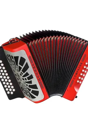 Hohner COFR Compadre FbBbEb Accordion w/ Gig Bag and Strap - Red w/ Silver Grill Original