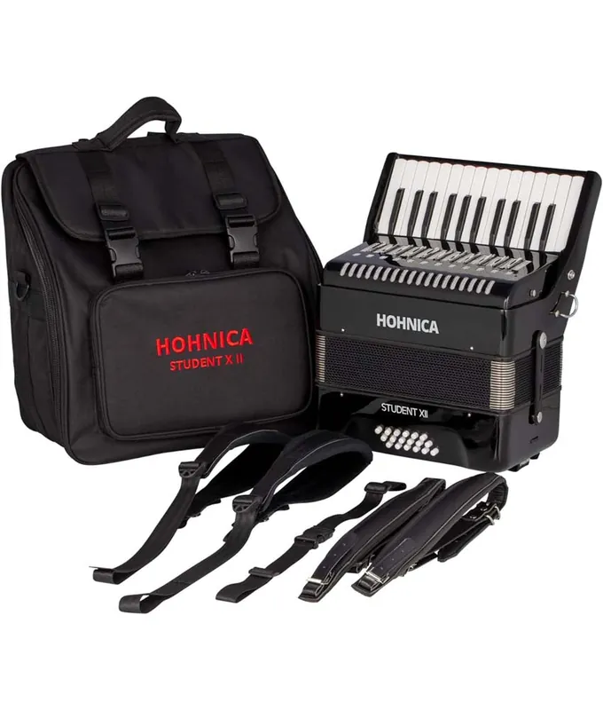 Hohnica Student XII 26 Treble/18 Bass Piano Accordion - Black Trusted Brand