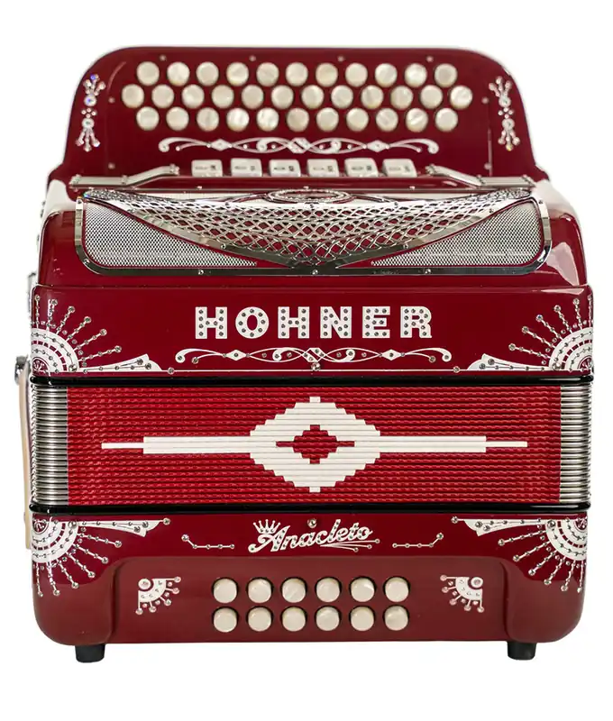 Hassle-Free Returns Hohner Anacleto Norteno Two Tone Compact FBE/EAD Accordion - Red