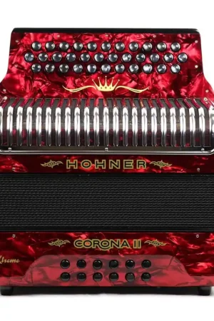 Luxury Hohner Corona II Xtreme GCF Button Accordion - Red