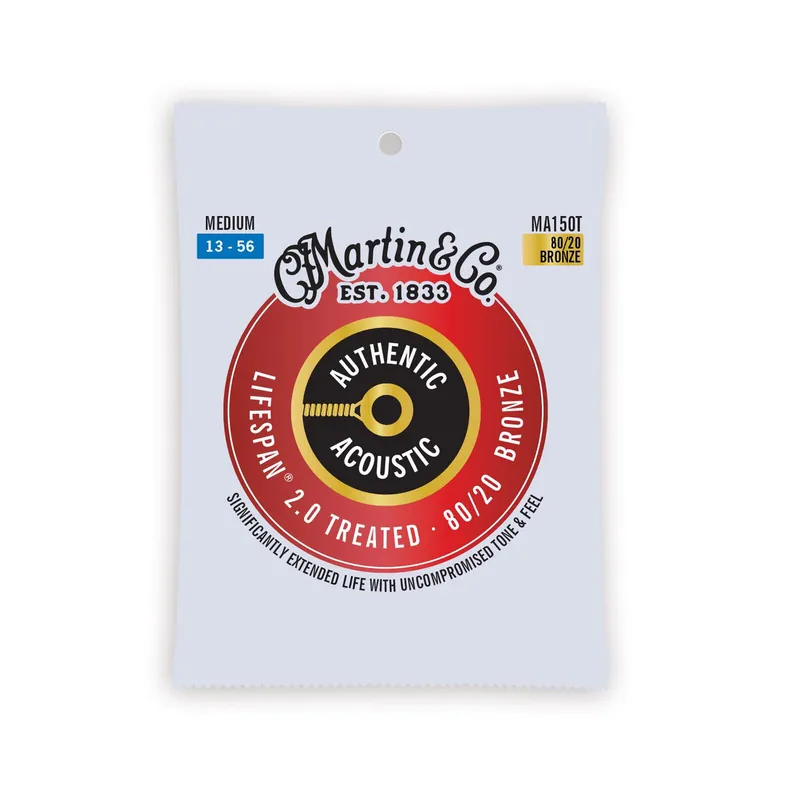 Editor’s Pick Martin - Authentic Acoustic Lifespan® 2.0 Guitar Strings 80/20 Bronze Treated Medium MA150T 13-56