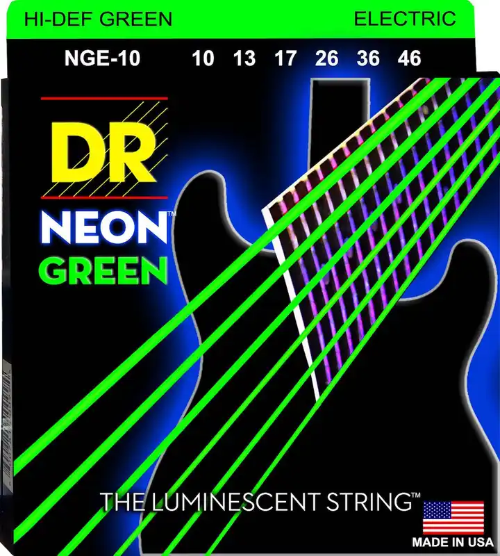 Super Sale DR Strings - NGE-10 Coated Electric Neon Green Medium 10-46