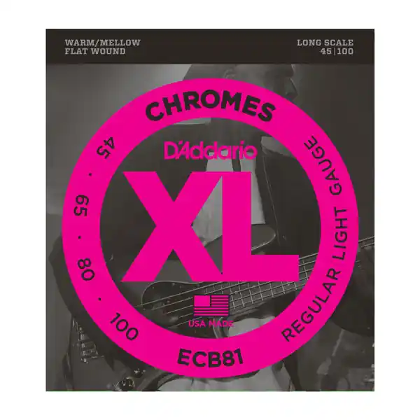 Get Yours D'Addario - ECB81 Chromes Bass- Light- 45-100- Long Scale Flat Wound