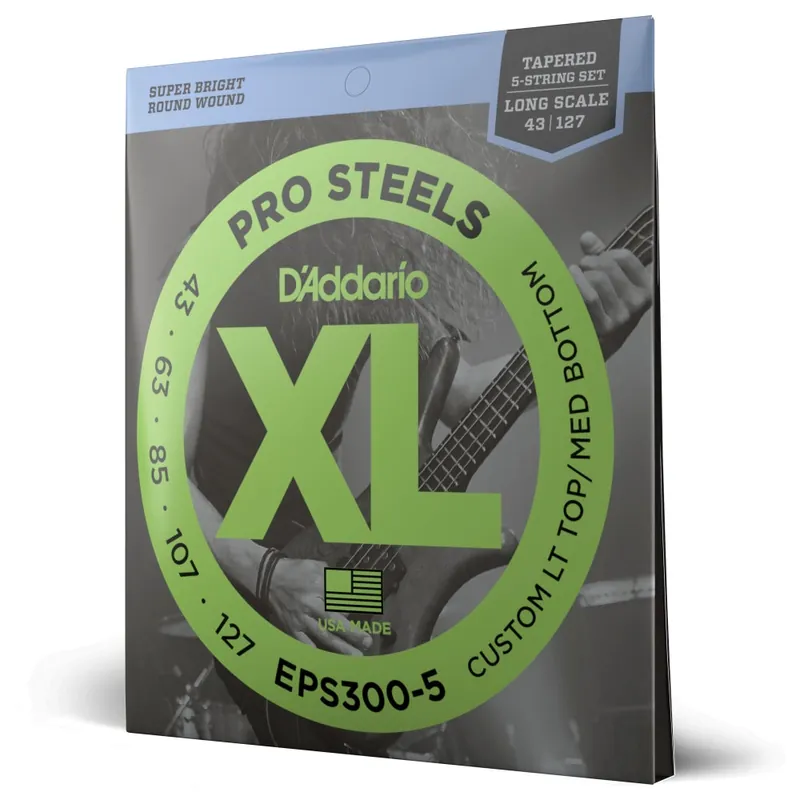 Sale D'Addario - EPS300-5 ProSteels 5-String Bass, Custom Light, 43-127, Long Scale