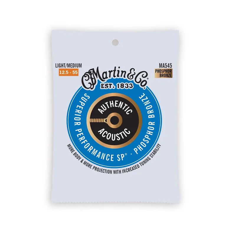 Martin (C.F. Martin & Co.) - Authentic Acoustic SP® Guitar Strings Phosphor Bronze - Light/Medium - MA545 Affordable