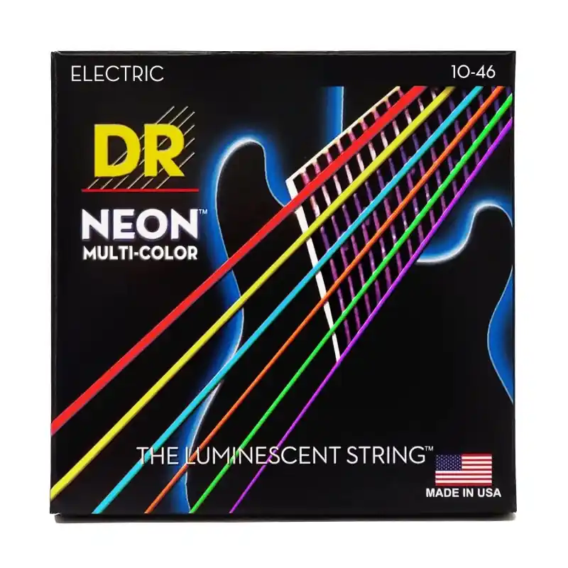 DR Handmade Strings - Neon Multi-color Coated Electric Guitar Strings - Medium (10-46) - NMCE-10 Mega Sale