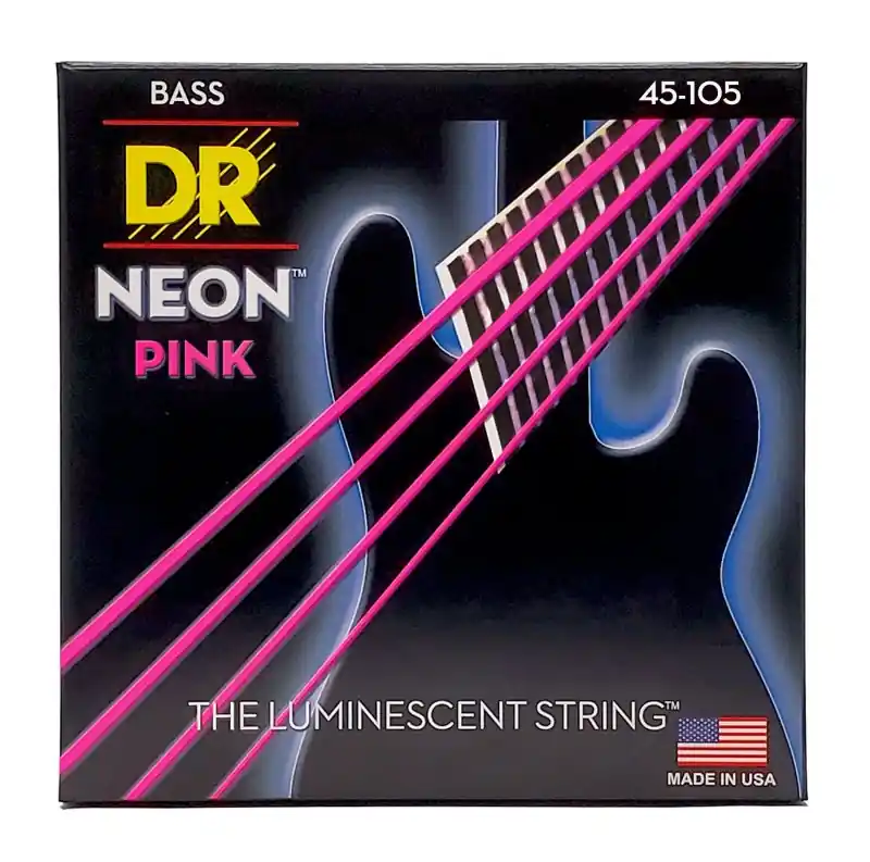 Certified DR Handmade Strings - Neon Pink Coated Bass Strings - Medium (45-105) - NPB-45