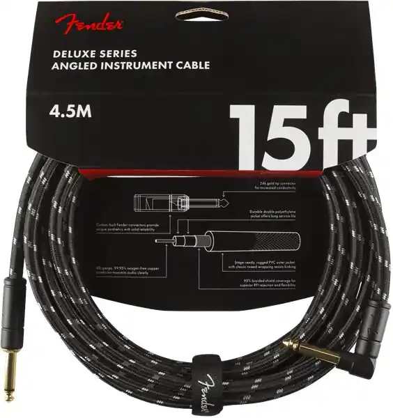Fender - Cable, Straight/Angle, 15' Black Tweed 990820085 Grab Now