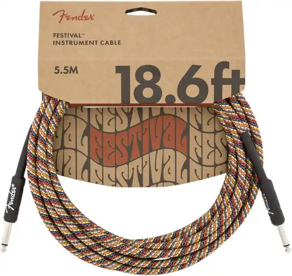 Fender - 18.6' Festival Instrument Cable, Pure Hemp, Rainbow – 0990918299 Rainbow Exclusive Offer