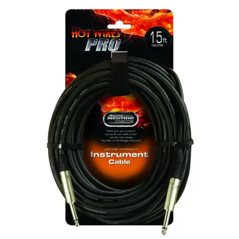 Don’t Miss Out On-Stage - Hot Wires Pro Instrument Cable with Neutrik Connectors (QTR-QTR - 15')- IC-15NN