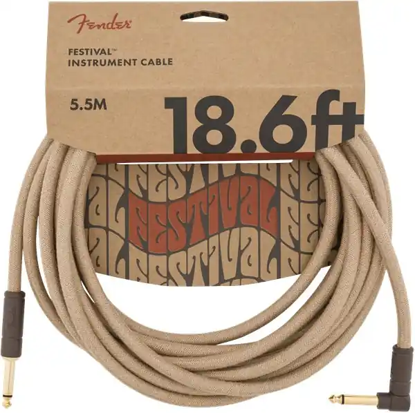 Fender - 18.6' Angled Festival Instrument Cable, Pure Hemp, Natural – 0990918021 Natural Reduced Price