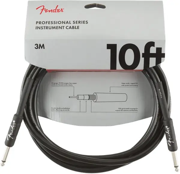 Fender - Cable, Straight/Straight, 10', Black 0990820024 Same Day Shipping