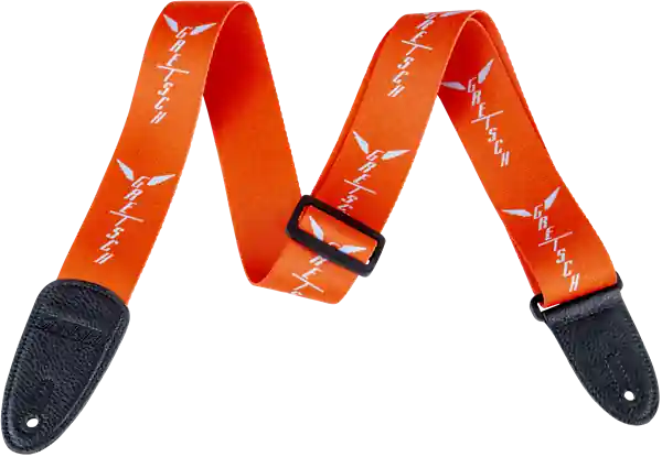 Price Cut Gretsch - Gretsch® Wing Logo Pattern Strap - Orange with Gray Logos - 922-9464-003