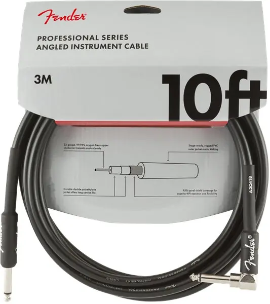 Fender - Cable, Straight-Angle, 10', Black 990820025 Free Returns