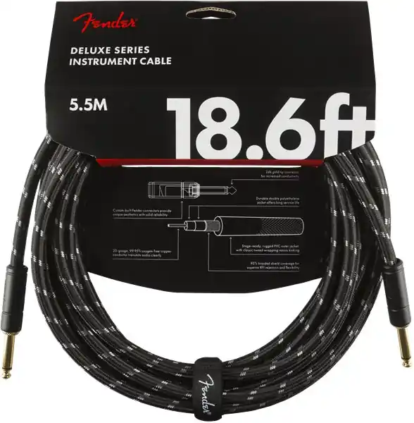 Fender - Cable, Straight/Straight, 18.6', Black Tweed 0990820080 Free Shipping