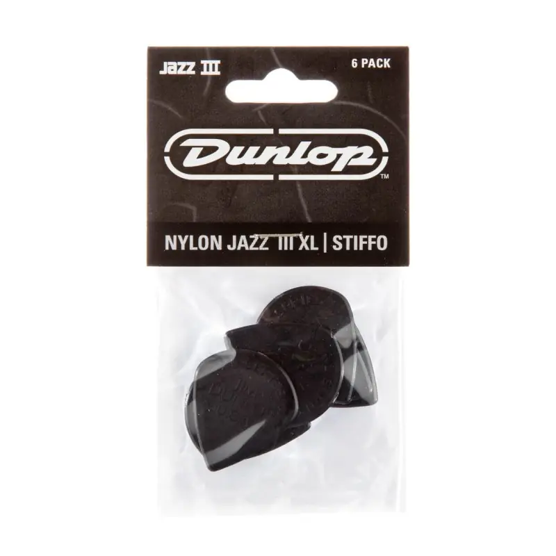 Dunlop - Black Stiffo Nylon Jazz III XL Guitar Pick (6/pack) - 47PXL-S Fresh Stock