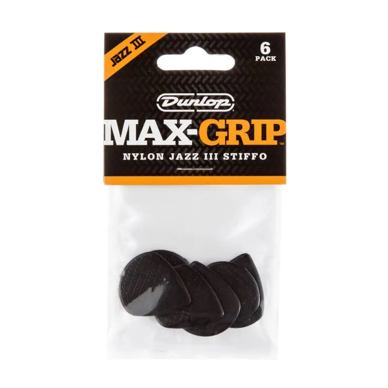 Get Yours Dunlop - Max-grip® Jazz III Nylon Guitar Pick (6/pack) - 471P3S