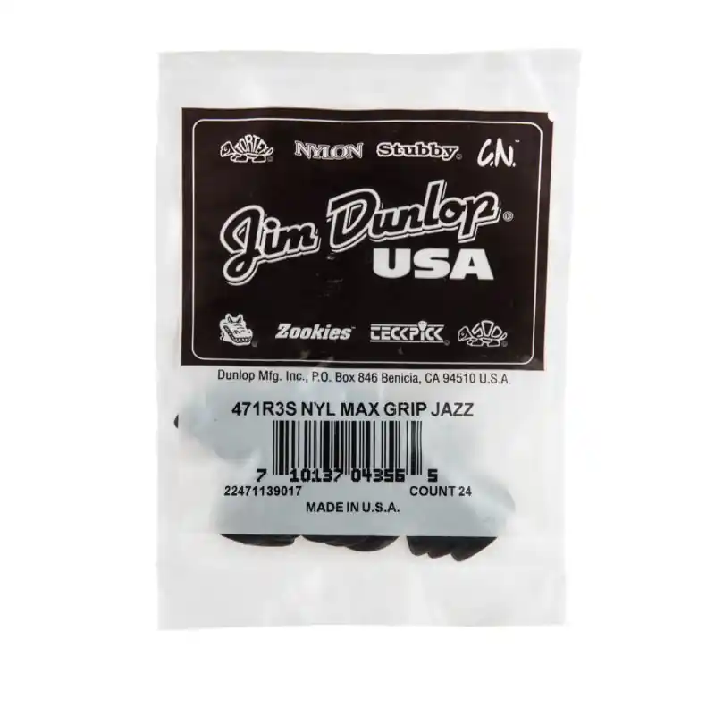 Dunlop - Max-grip® Jazz III Carbon Fiber Guitar Pick (24/pack) - 471R3S Authentic