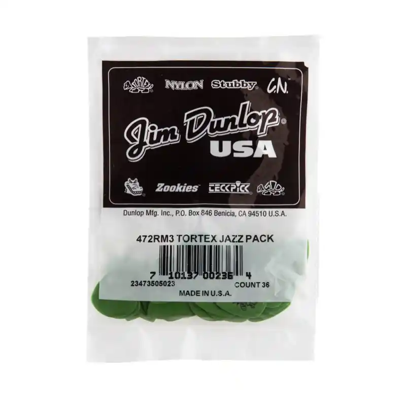 Dunlop - Green Tortex® Jazz III Guitar Pick (36/bag) - 472RM3 Editor’s Pick