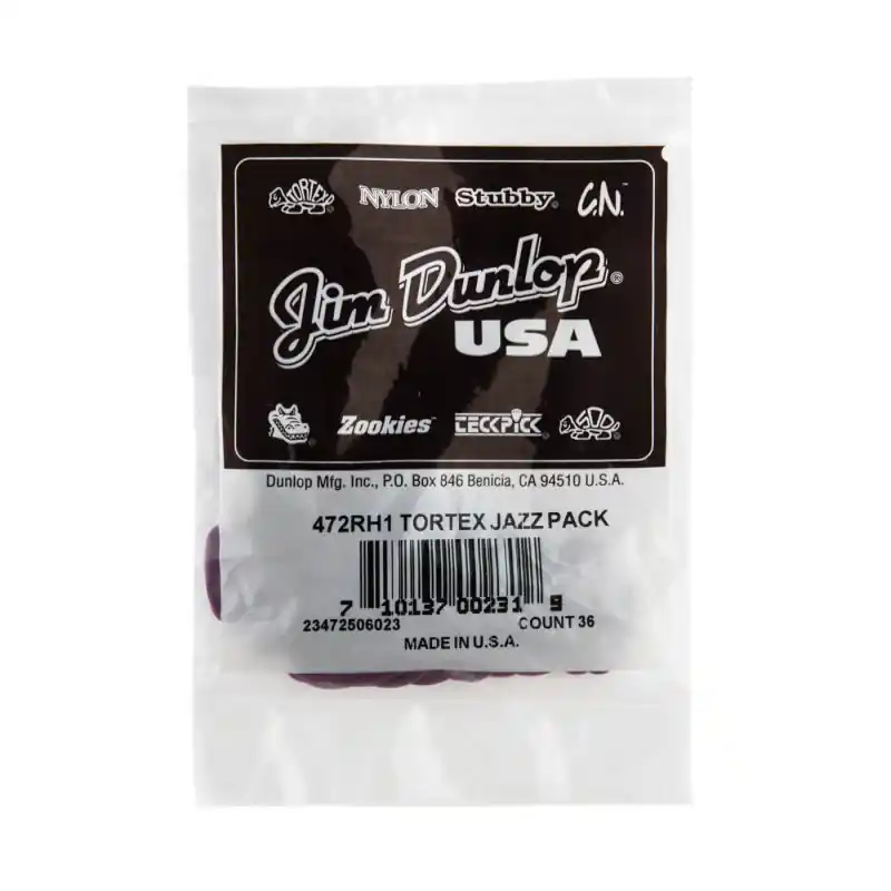 Hassle-Free Returns Dunlop - Purple Tortex® Jazz I Guitar Pick (36/bag) - 472RH1
