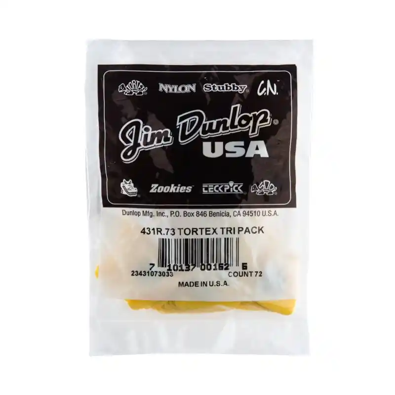 Modern Dunlop - Yellow 0.73mm Tortex® Triangle Guitar Pick (72/bag) - 431R-73