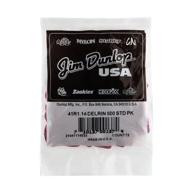 New Release Dunlop - 1.14mm Delrin 500 Guitar Pick (72/bag) - 41R-114
