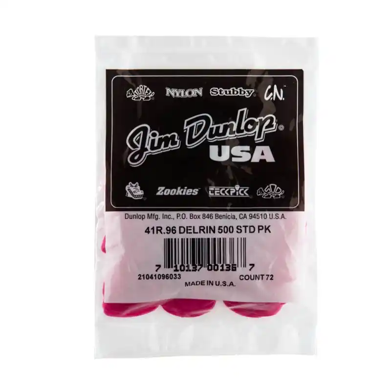 Dunlop - 0.96mm Delrin 500 Guitar Pick (72/bag) - 41R-96 Genuine