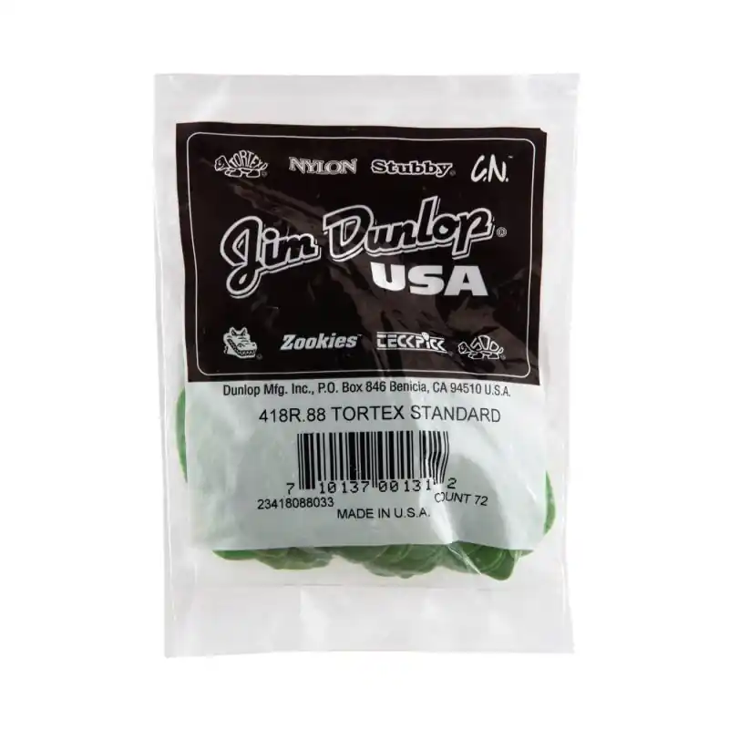 New Release Dunlop - Green 0.88mm Tortex® Standard Guitar Pick (72/bag) - 418R-88