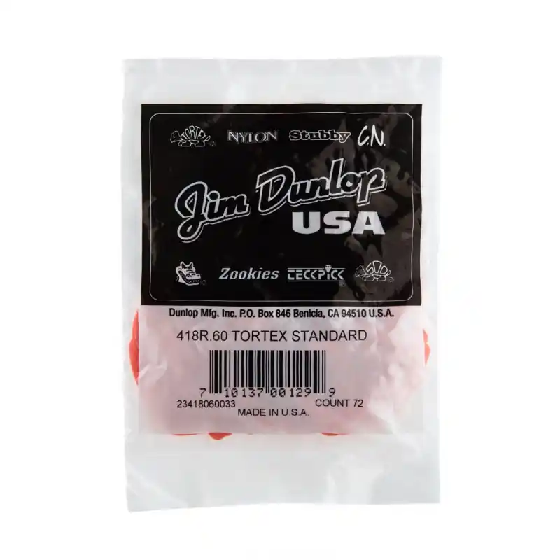 Dunlop - Orange 0.60mm Tortex® Standard Guitar Pick (72/bag) - 418R-60 Brand New
