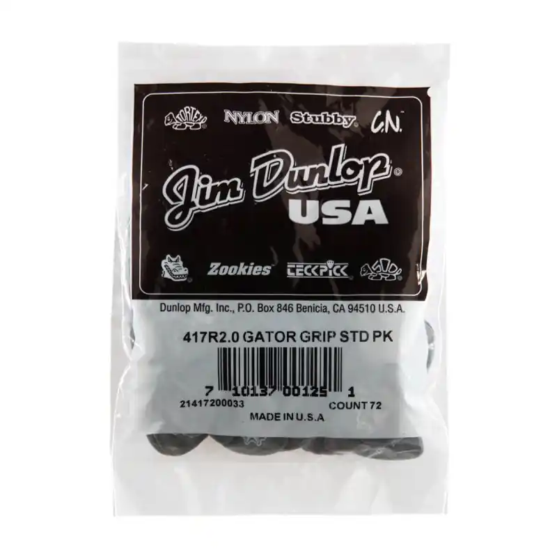 Dunlop - 2.0mm Gator Grip Guitar Pick (72/bag) - 417R-200 One Day Deal