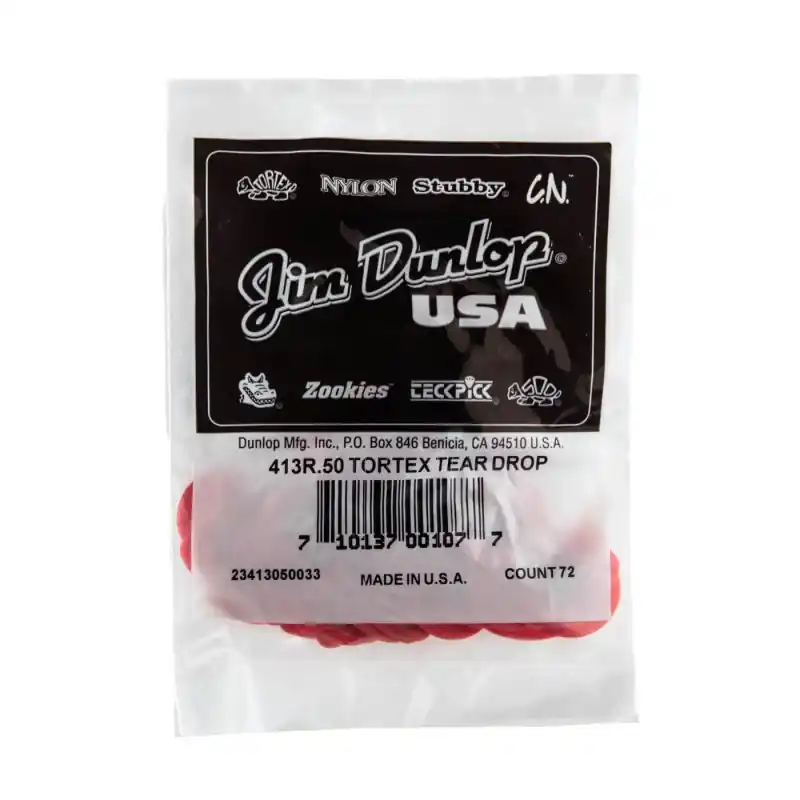 Dunlop - Red 0.50mm Tortex® Teardrop Guitar Pick (72/pack) - 413R-50 Top Pick