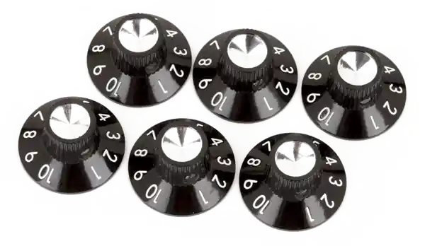 One Day Deal Fender - Pure Vintage Black/Silver Skirted Amplifier Knobs - (6) - 099-0930-000