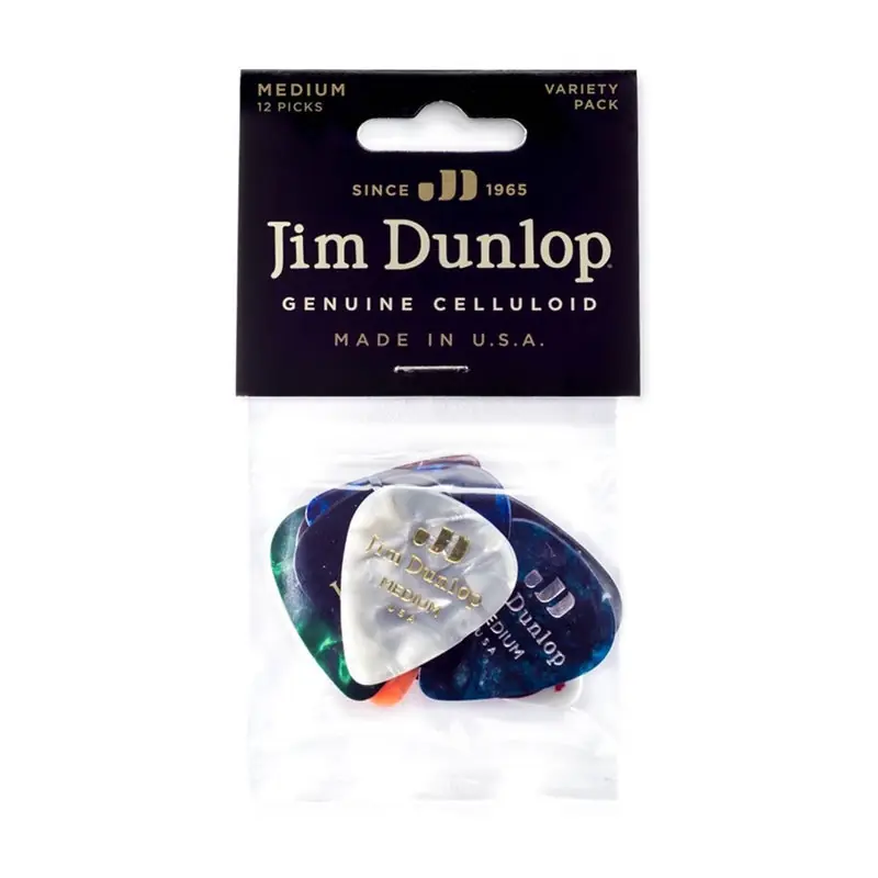 Certified Dunlop - Celluloid Guitar Pick Variety Pack - Medium - 12 Pack PVP106