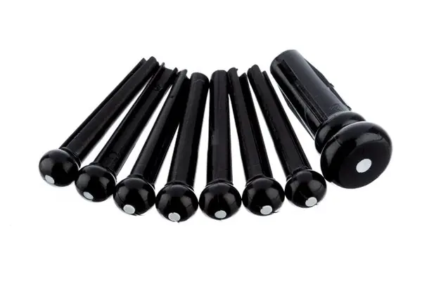 Hot Picks Fender - Bridge Pin Set, Black with White Dot (7) 0990402006