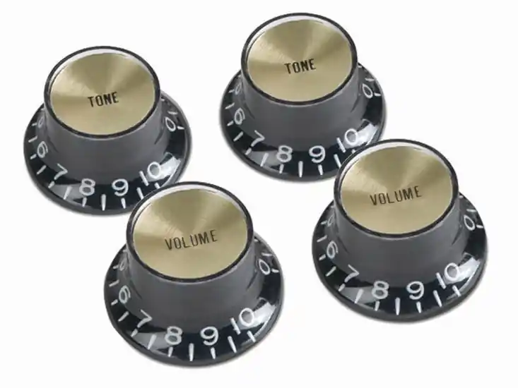 Gibson - Top-Hat Knob Set - Black with Gold Inserts - MK020 Hassle-Free Returns