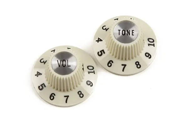 New Arrival Fender - Pure Vintage 1965 Jazzmaster® "Witch Hat" Knobs - (2) - Vintage White 099-2086-000
