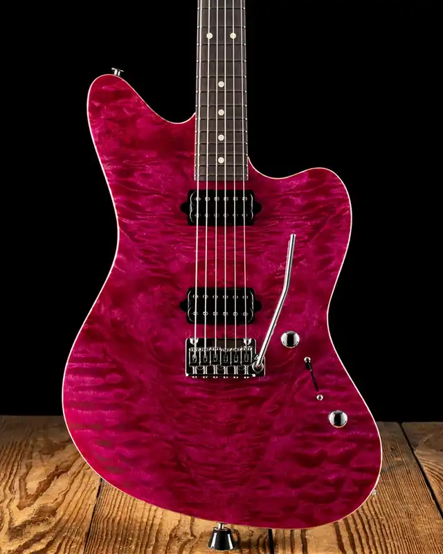 Limited Edition Suhr Custom Classic JM Waterfall Burl Maple/Black Limba - Magenta Pink