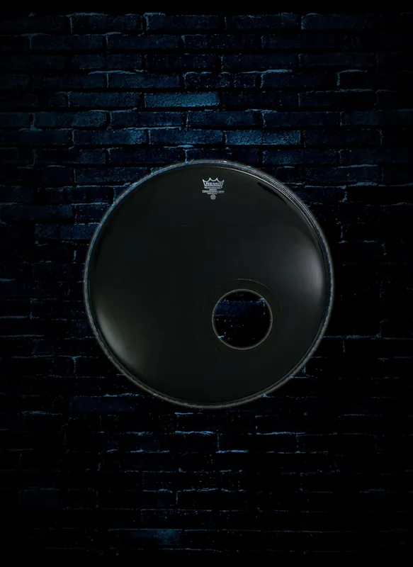 Remo P3-1024-ES-DM - 24" Powerstroke P3 Ebony 5" Black DynamO Bass Drumhead Hot Picks