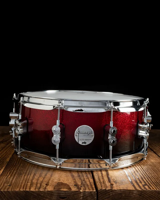 One Day Deal PDP 5.5"x14" Concept Maple Snare Drum - Red To Black Fade