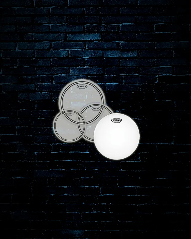 One Day Deal Evans EC2S Clear Rock w/ HD Dry Snare Drumhead Pack