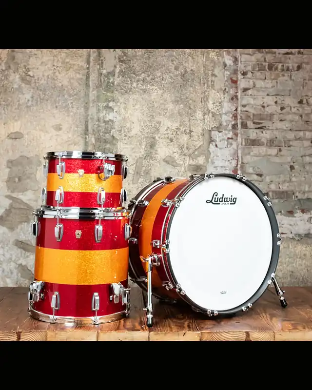 Big Sale Ludwig Classic Maple FAB 3-Piece Drum Set - Red/Gold Triband