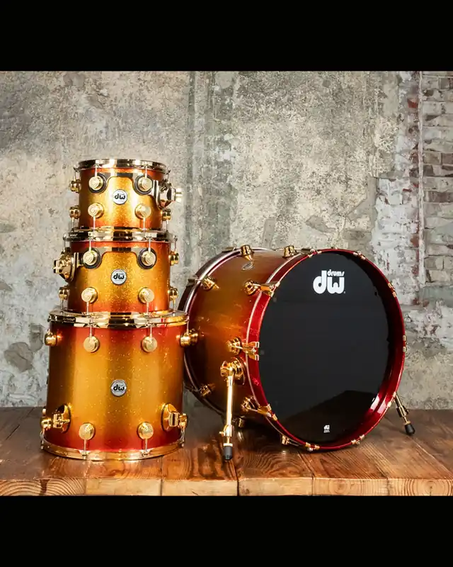 DW Collector's Series Maple/Mahogany 4P Drum Set - Cherry Gold Glitz Warranty Included