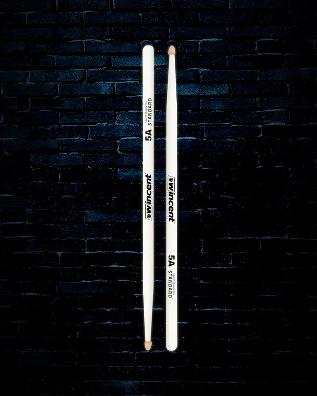 Wincent W-5A Acorn Tip Hickory Drumsticks - White Genuine