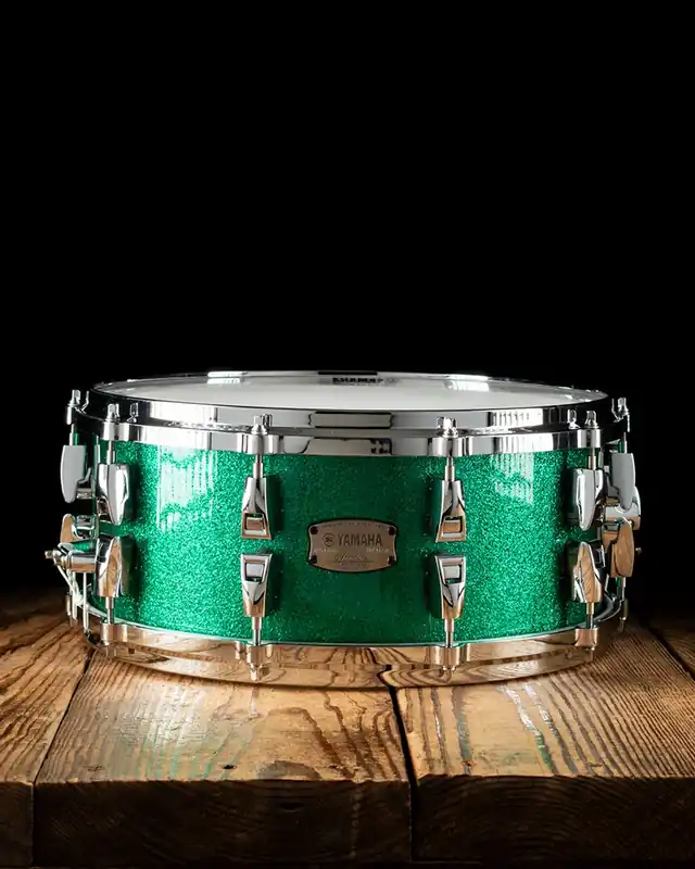 Yamaha AMS-1460 - 6"x14" Absolute Hybrid Maple Snare - Jade Green Sparkle Handmade