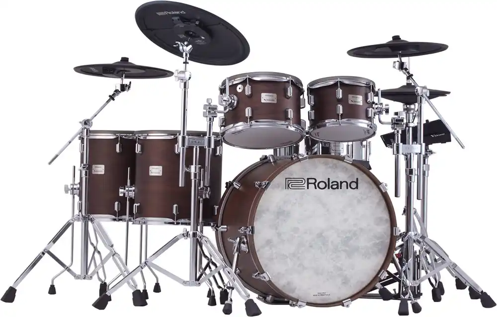 Express Delivery Roland - VAD716-SW Flagship V-Drums Acoustic Design Kit with the Expandable V71 Module and Advanced Pads - Satin Walnut