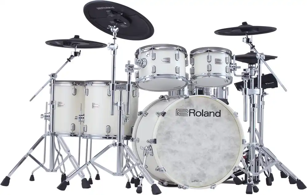 Clearance Roland - VAD716-PW Flagship V-Drums Acoustic Design Kit with the Expandable V71 Module and Advanced Pads - Pearl White