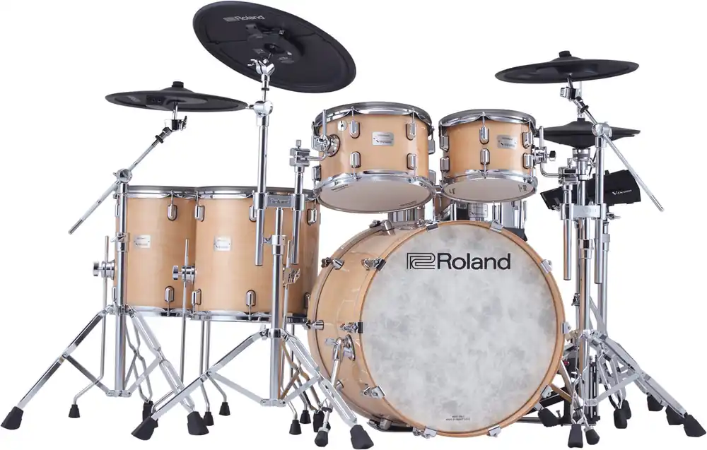 Roland - VAD716-GN Flagship V-Drums Acoustic Design Kit with the Expandable V71 Module and Advanced Pads - Gloss Natural Secure Checkout