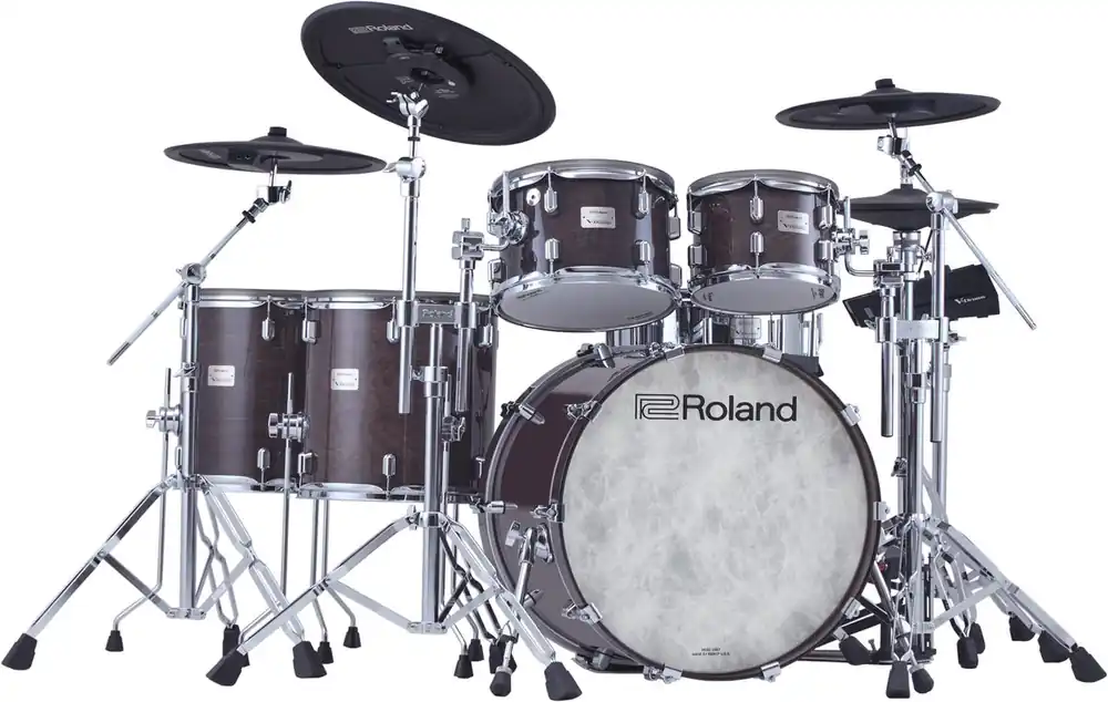 Roland - VAD716-GE Flagship V-Drums Acoustic Design Kit with the Expandable V71 Module and Advanced Pads - Gloss Ebony Express Delivery